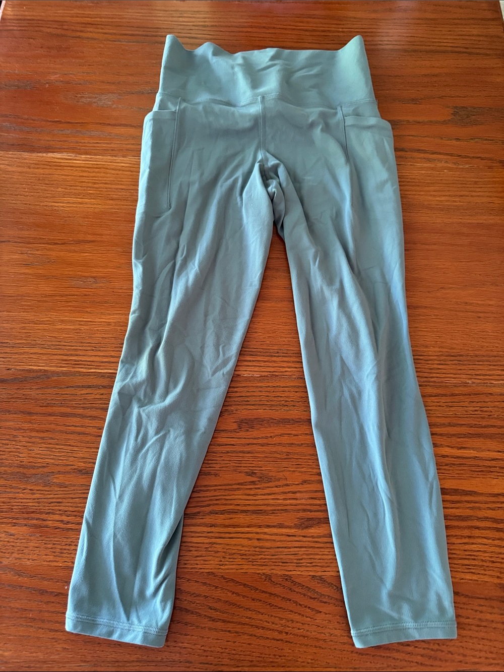 Athleta Green 7/8 Salutation Stash w/ Cinch High-Waist Leggings